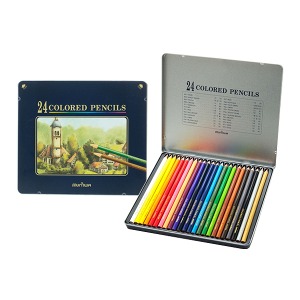 문화 일반색연필 틴케이스 24색 전문가용/학생용색연필 미술색연필 색연필세트